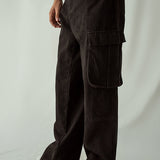 Straight Leg Cargo Jeans - Black Wash