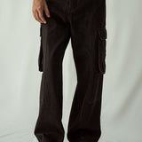 Straight Leg Cargo Jeans - Black Wash