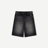 Baggy Denim Bermuda Shorts - Black