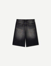Baggy Denim Bermuda Shorts - Black