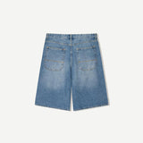 Baggy Denim Bermuda Shorts - Mid Blue