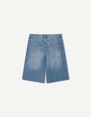 Baggy Denim Bermuda Shorts - Mid Blue