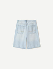 Baggy Denim Bermuda Shorts - Light Blue