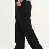 Straight Wide Leg Jeans - Black