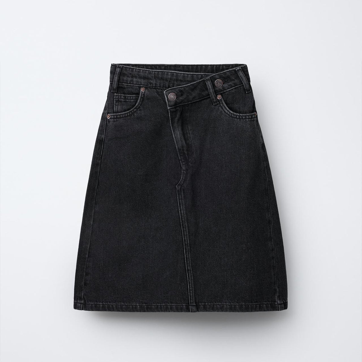 DENIM MIDI SKIRT - BLACK