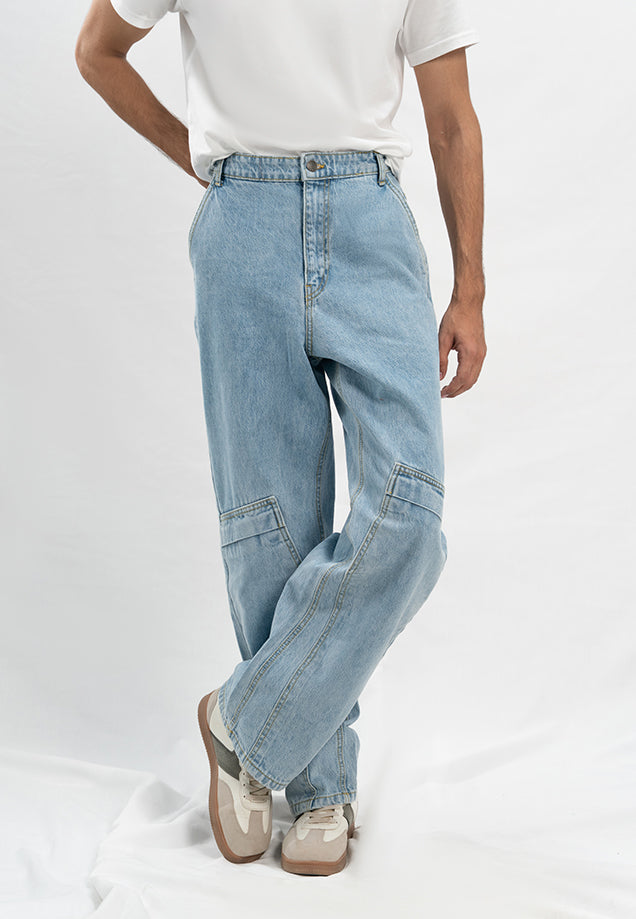 Loose Fit Baggy Trouser - Light Blue