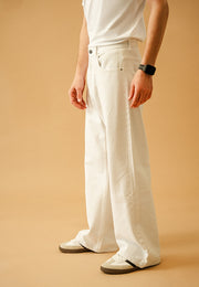 Straight Fit Wide Leg Jeans - White