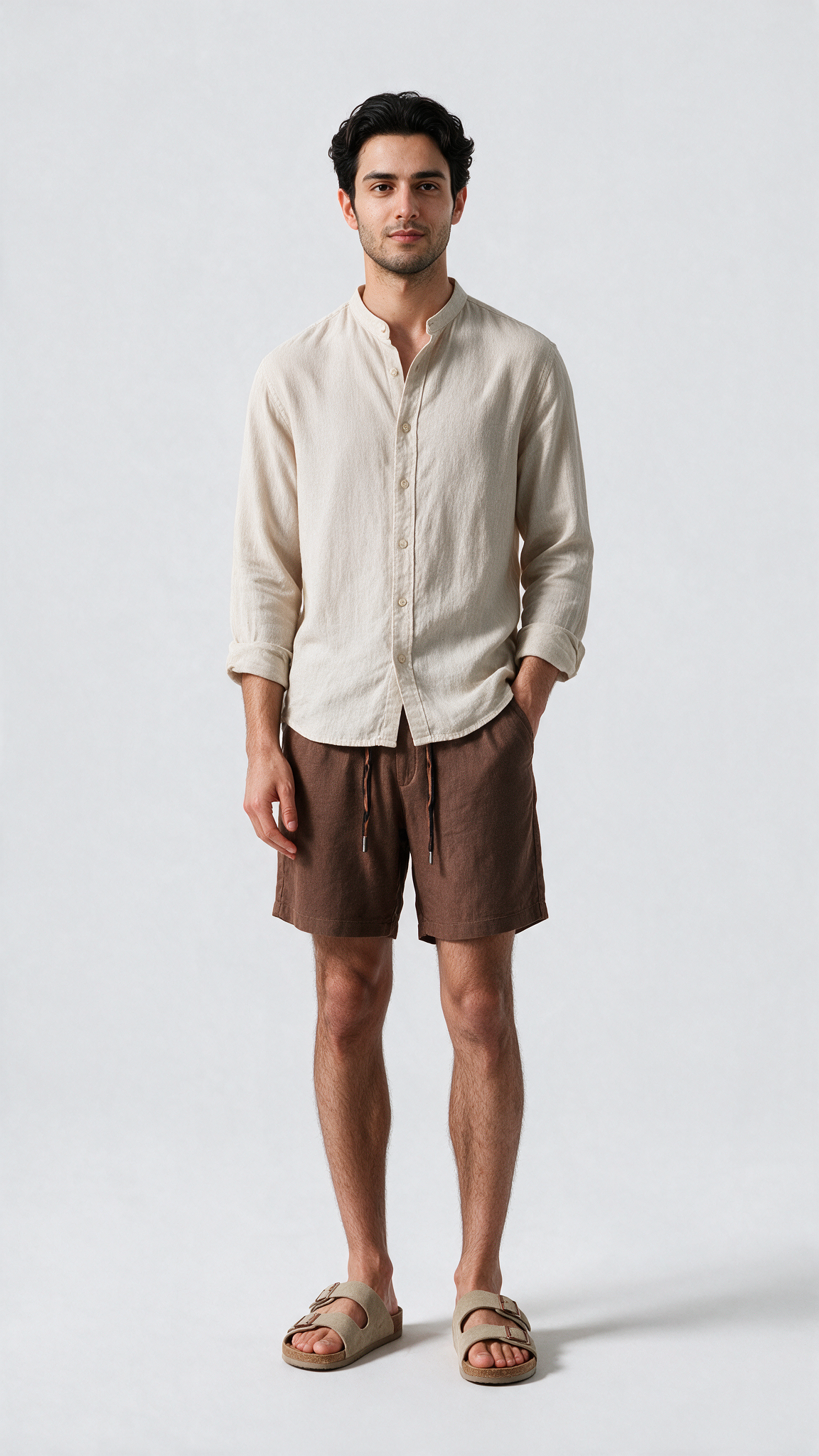 Linen Shorts - Mocha Brown