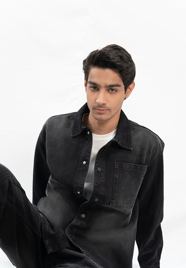 Basic Denim Shirt - Black Stone Wash