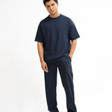 Airy Cotton Oversized T-Shirt - Midnight Blue