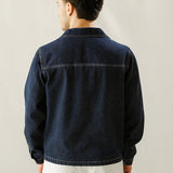 Denim Jacket With Contrast Thread - Wrinkle Wash