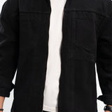 Cropped Fit Denim Shirt - Black