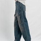 Loose Fit Baggy Cargo Trouser - Blue Tint