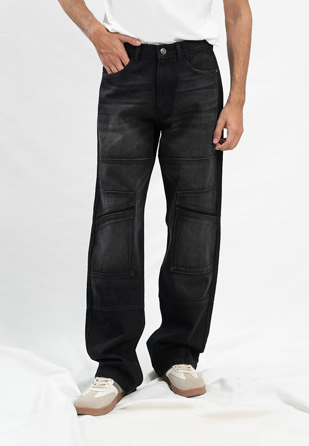 Technical Wide Leg Jeans - Black