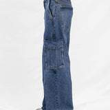 Flare Fit Cargo Pockets - Denim Blue