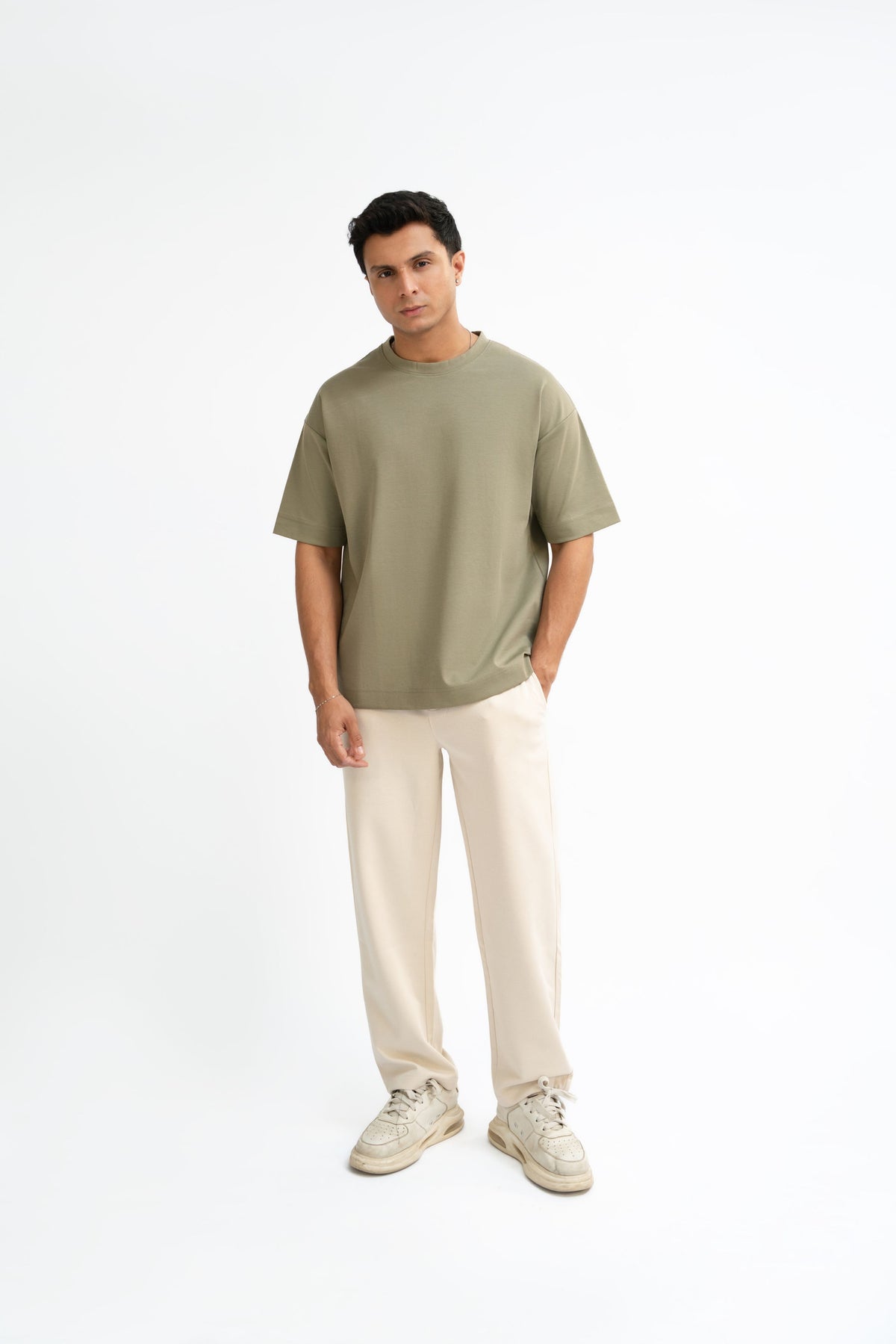 Tapered Fit Sweat Pants - Cream Beige