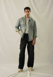 Relax Fit Zip Up Over Shirt  - Tint Over Dyed