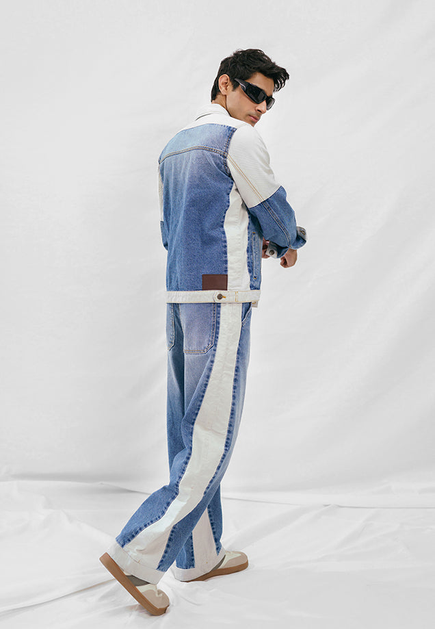Denim Jacket - Light Blue & White