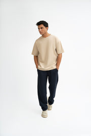 Airy Cotton Oversized T-Shirt - Cream Beige