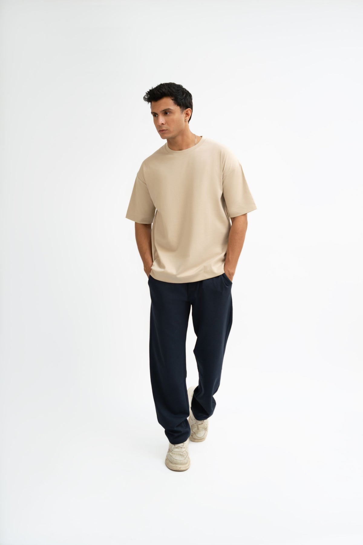 Airy Cotton Oversized T-Shirt - Cream Beige