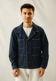 Denim Jacket With Contrast Thread - Wrinkle Wash