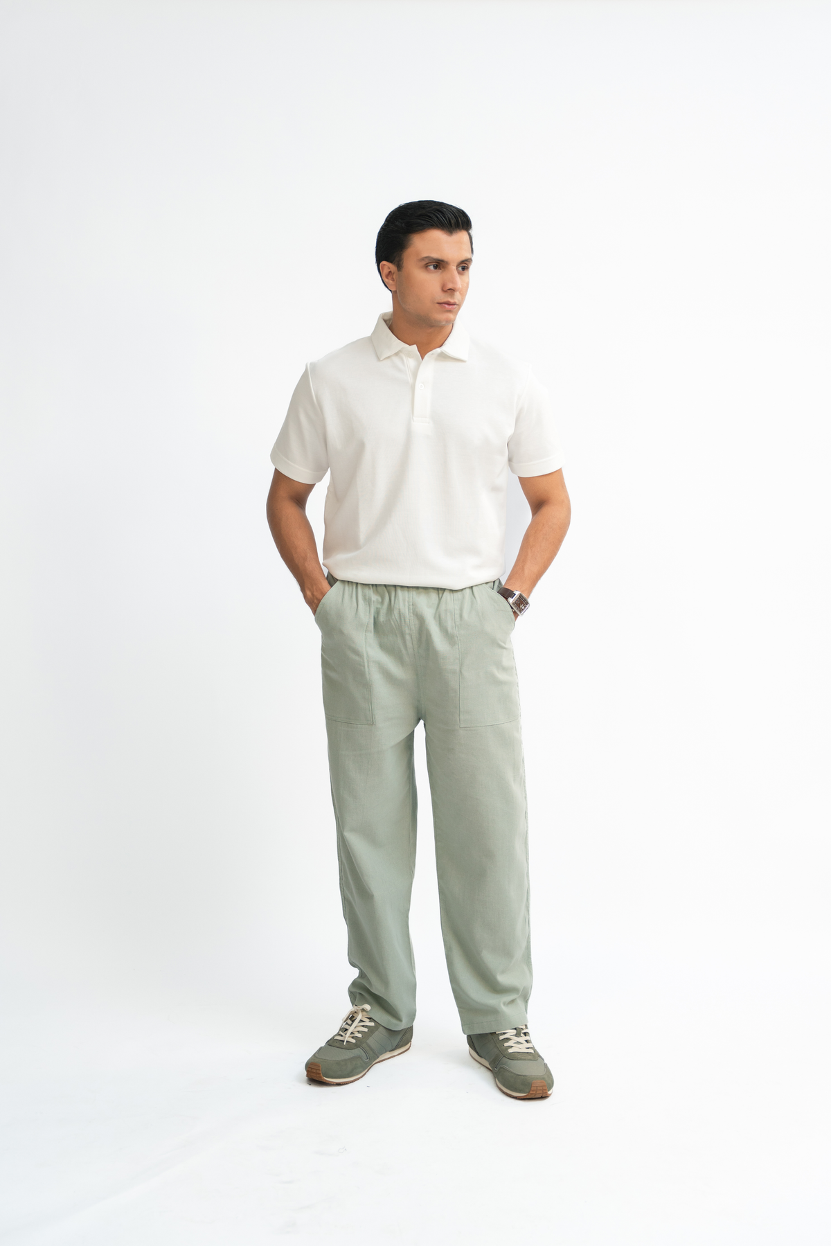 Linen Pants - Mint Grey