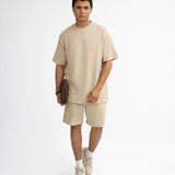 Waffle Knit Twin Set - Cream Beige