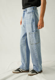 Box Cargo Pocket Baggy Fit - Mid Blue Wash