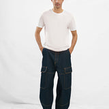 Relaxed Fit Cargo Jeans - Raw Denim