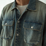 Denim Over Shirt With Flap Pockets Overdyed