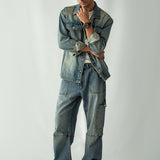 Denim Over Shirt With Flap Pockets Overdyed