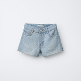 Shiny Studs Denim Shorts – Faded Light Blue