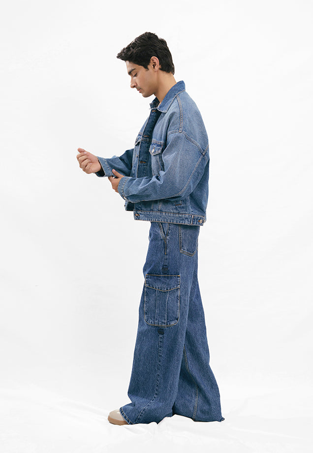 Basic Oversized Jacket - Denim Blue