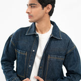 Oversized Denim Shirt - Dark Blue