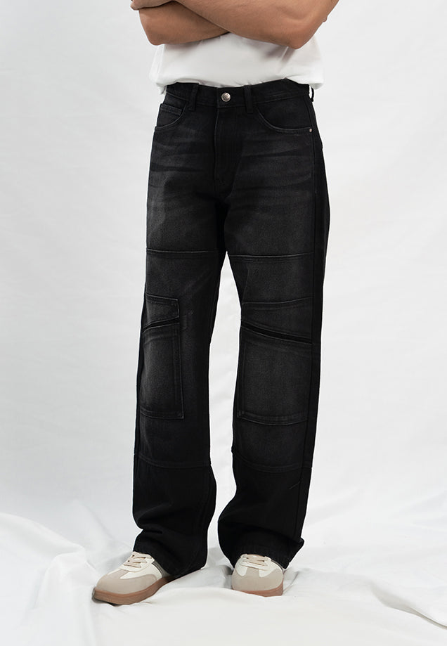 Technical Wide Leg Jeans - Black