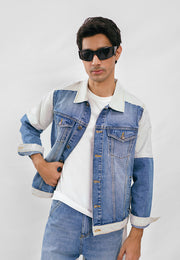 Denim Jacket - Light Blue & White