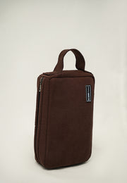 Denim Travel Accessory Pouch - Brown