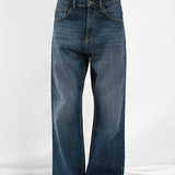 Straight Fit Wide Leg Jeans - Dark Blue