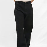 Straight Wide Leg Jeans - Black