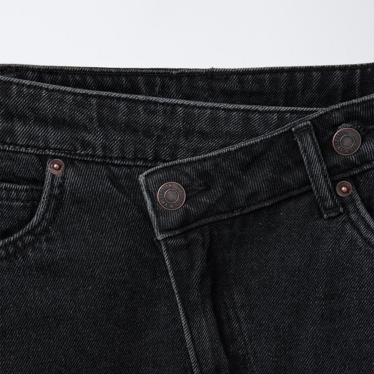 DENIM MIDI SKIRT - BLACK