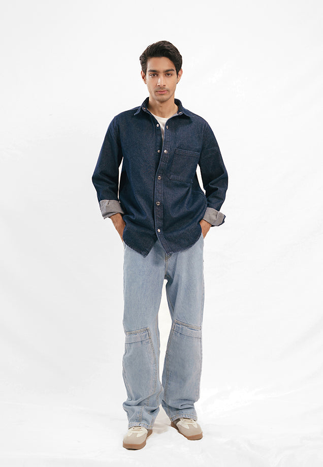 Relaxed Fit Denim Shirt - Raw Denim Blue