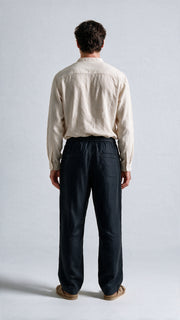 Fluid Linen Casual Pants - Black