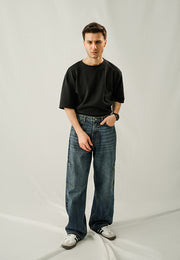 Box Cargo Pocket Baggy Fit - Denim Stone Wash
