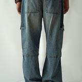 Straight Fit Cargo Pocket Jeans Tint Over Dye