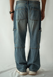 Straight Fit Cargo Pocket Jeans Tint Over Dyed