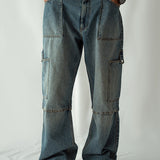 Straight Fit Cargo Pocket Jeans Tint Over Dye