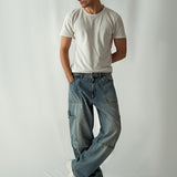 Straight Fit Cargo Pocket Jeans Tint Over Dye