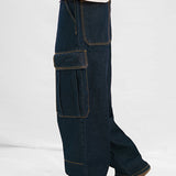 Relaxed Fit Cargo Jeans - Raw Denim