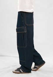Relaxed Fit Cargo Jeans - Raw Denim