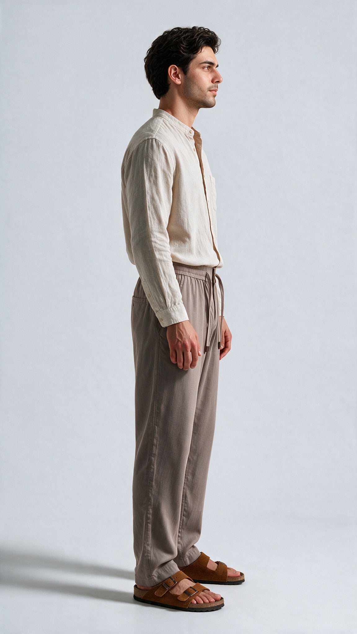Dress Linen Pant - Ivory Brown